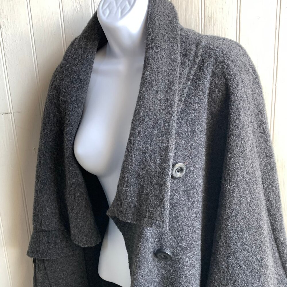 Luukaa Gray Wool Draped Dolman Sleeve Swing Style Jacket Coat US 10 Snap Close - Picture 9 of 16